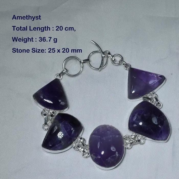 Bracelet péridot en Agate de topaze bleue d'améthyste véritable