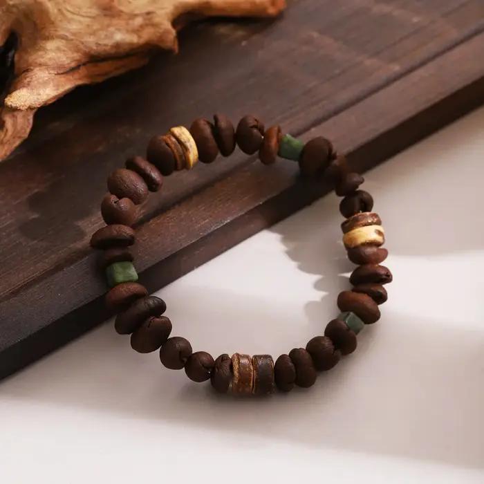 Nouveau bracelet de perles de café irrégulières avec luxe léger