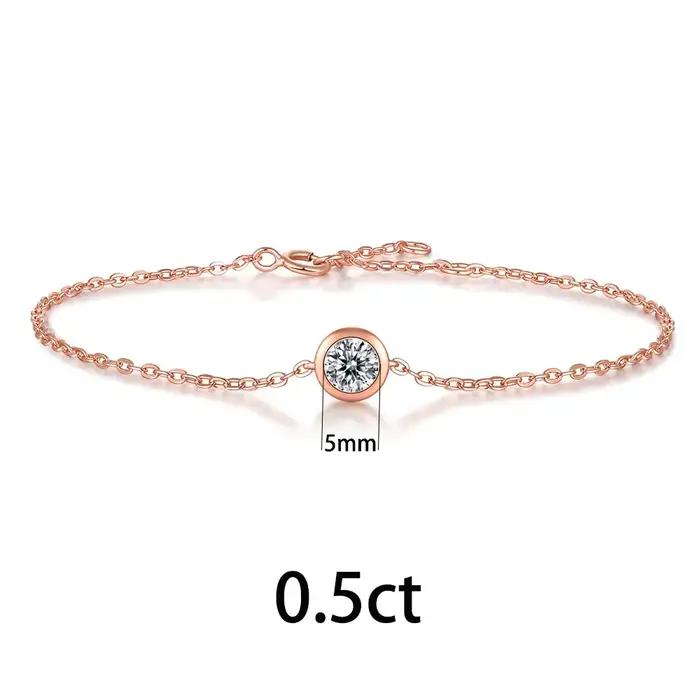 M-JAJA Ensemble de bijoux en argent S925 plaqué or rose avec bague en moissanite sertie clos, collier pendentif diamant et boucles d'oreilles clous pour femme