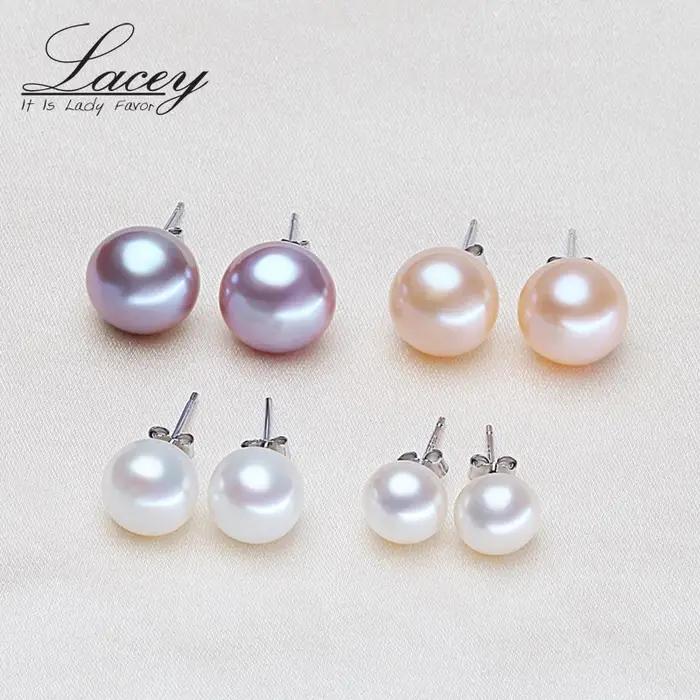 Boucles d'oreilles en perles d'eau douce naturelles blanches véritables pour femme