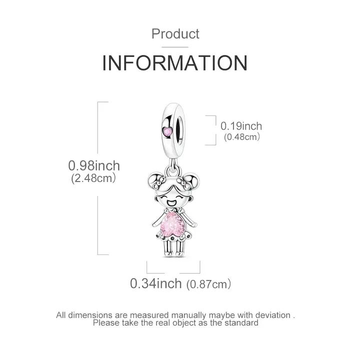 Breloque Cœur Petite Fille en Argent Sterling 925