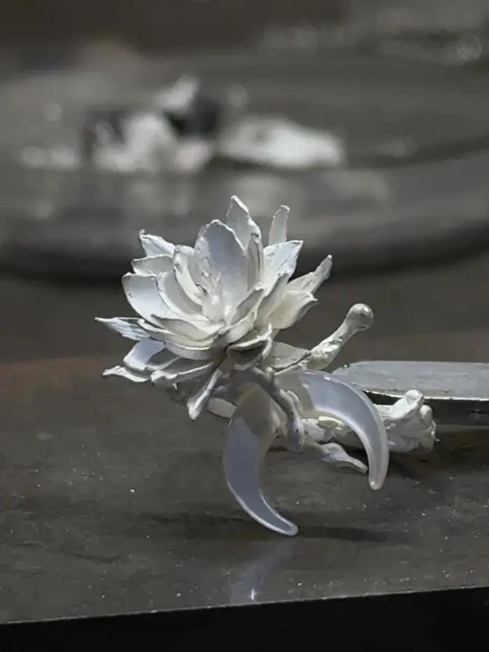 Bague ouverte Tan Moon Flower pour femme, style classique, accessoires de bijoux, cadeau de fête pou
