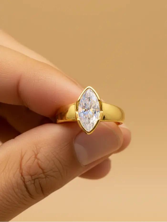 Bague en argent Sterling 925 en Zircon Marquise brillant