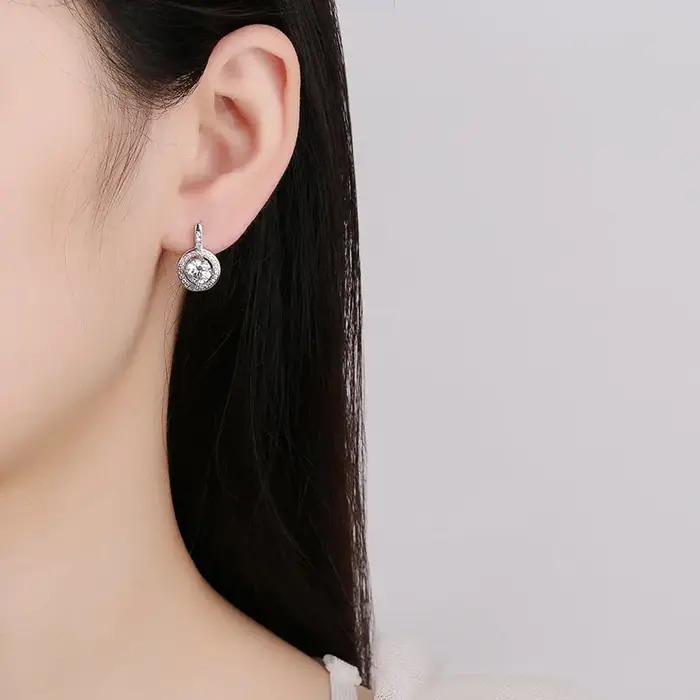 Boucles d'oreilles en argent Sterling 925 zircone blanche et noire pour filles et femmes élégantes et sophistiquées occasions spéciales