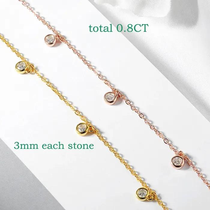 Smyoue certifié bulle 8 pierre 100% véritable Moissanite collier pendentif classique femmes cou chaîne en argent Sterling 925 plaqué 18K