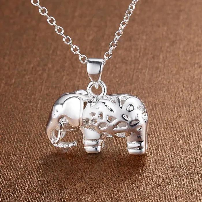 Collier avec pendentif en forme d'éléphant pour femmes, breloques fines en argent Sterling 925, acce