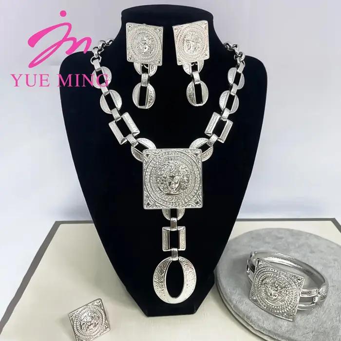 YM – ensemble de bijoux africains pour femmes couleur or 18K accessoires boucles d'oreilles collier Bracelet bague