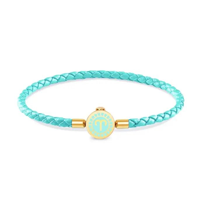 MOONLIGHT 12 Constellation Bracelet à breloques tressé en cuir