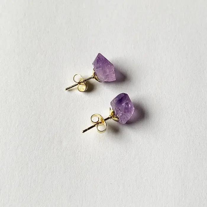 Boucles d'oreilles en pierre naturelle améthyste pour femmes