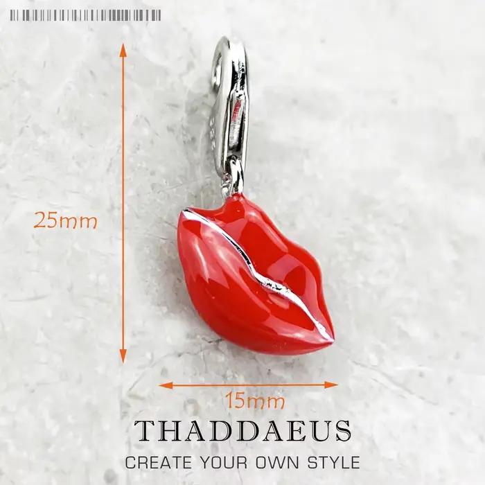 Pendentif en argent sterling 925 serti de lèvres en baiser rouge romantique pour femmes occasions spéciales mariage fiançailles anniversaire cadeau