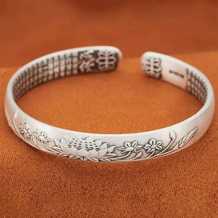 Bracelet jonc rond tendance en argent sterling 925