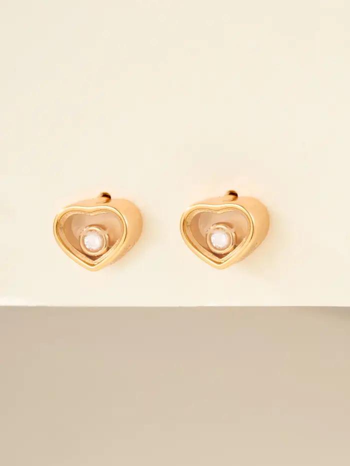 Boucles d'oreilles élégantes en forme de cœur en or Rose pour femmes, polyvalentes, à la mode, Desig