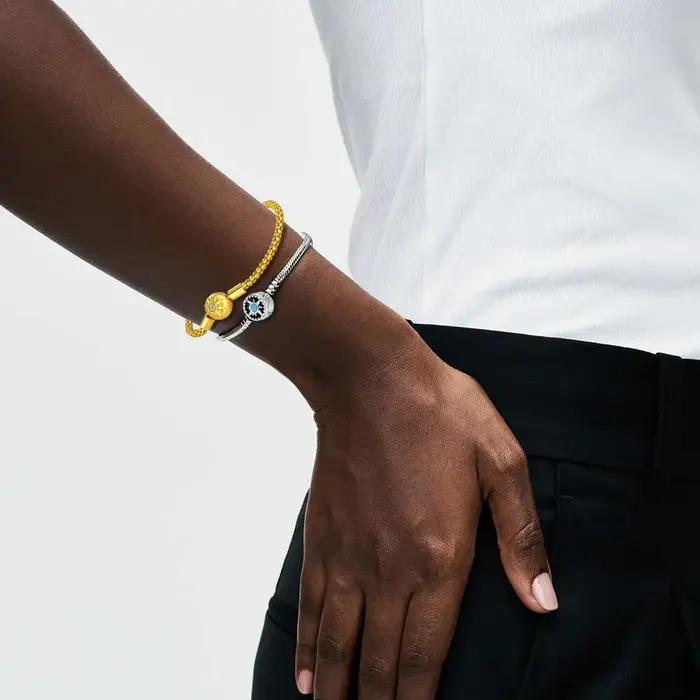 Nouveau Bracelet 925 argent doré soleil pop-corn