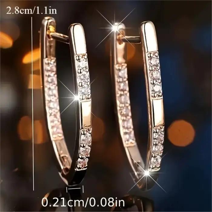 Boucles d'oreilles en forme de V vintage en or jaune clair incrustées de zircon pour femmes bijoux de fête cadeaux de luxe pour occasions spéciales
