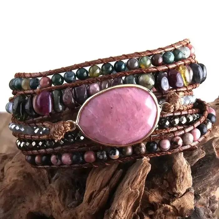 RH mode Handma bohème bijoux Boho Bracelet mixte pierres naturelles charme 5 brins Bracelets d'enveloppement cadeau livraison directe