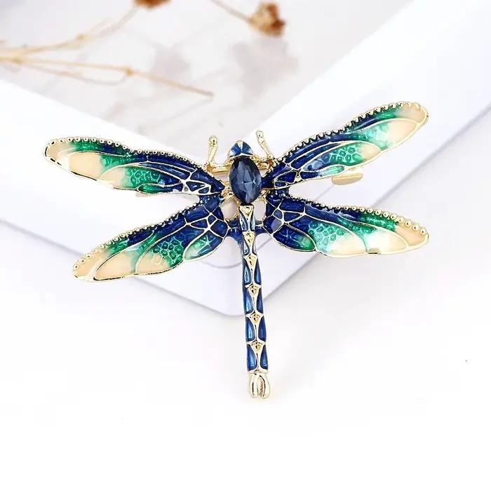 Broche libellule Vintage en cristal pour femmes