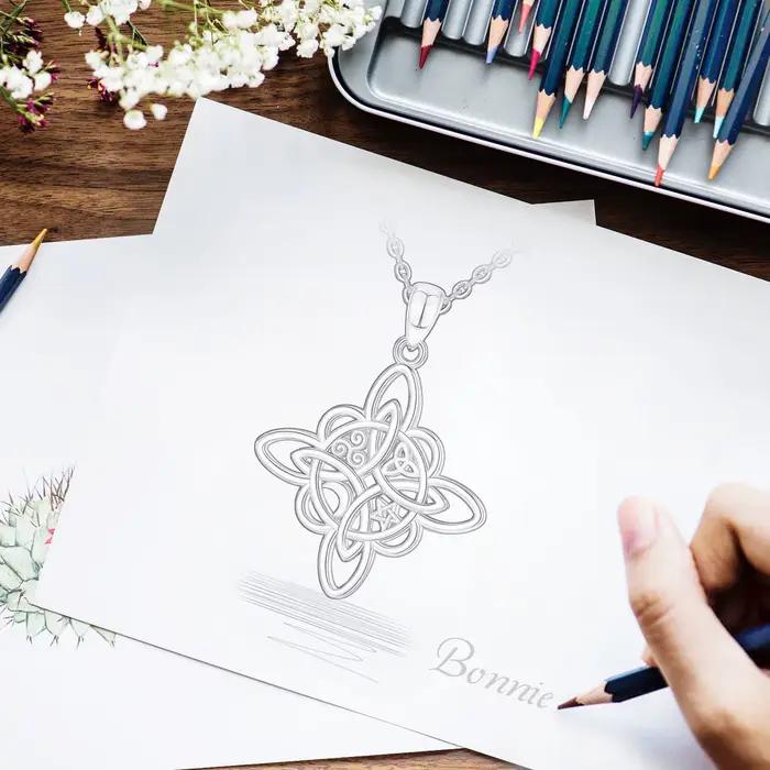 Eudora 925 argent Sterling noeud de sorcière collier sorcellerie noeud celtique étoile lune pendentif géométrique hommes femmes bijoux cadeaux de fête