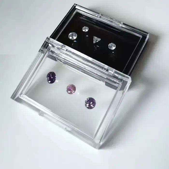 Boîte de présentation de bijoux avec pierres précieuses claires support organisateur en diamant vitrine d'emballage en pierre de Zircon modèle de pierres précieuses en strass collants pour bijoux occasions spéciales