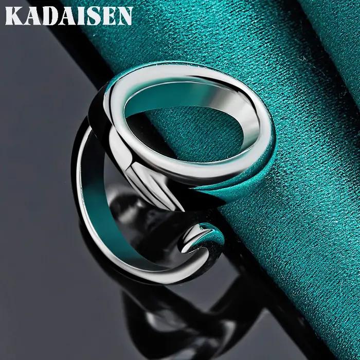 Bague ovale réglable en argent Sterling 925 pour femmes