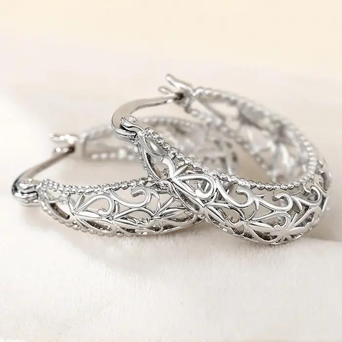 Huitan – boucles d'oreilles créoles au Design ajouré pour femme