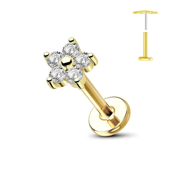 Boucles d'oreilles en titane et acier inoxydable avec motifs floraux et animaux de compagnie pour piercing et style élégant