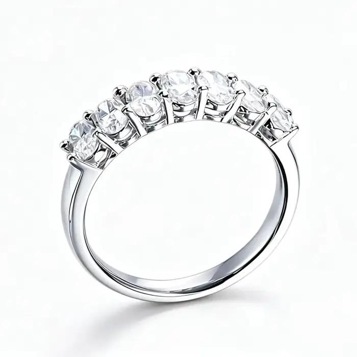 Bague simple unisexe pour couple en argent sterling 925 avec un moissanite ovale de 2
