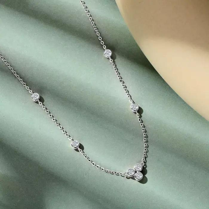 IOGOU-Collier en diamant Moissanite pour femme, tour de cou en argent regardé 3.0 véritable, bijoux fins de fiançailles, 925mm, D0.70CT, VVl's