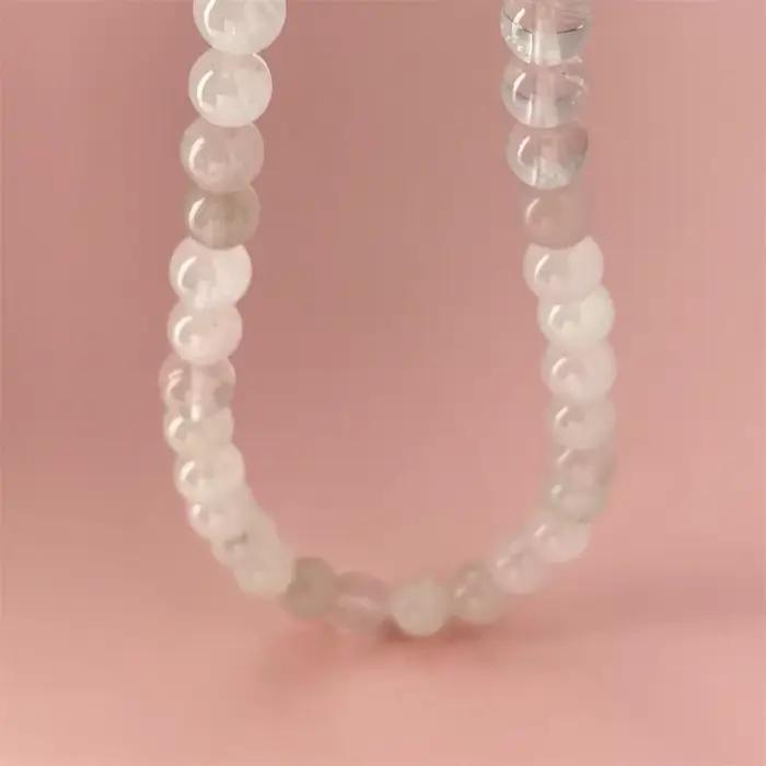 Collier de perles de cristal naturel rose