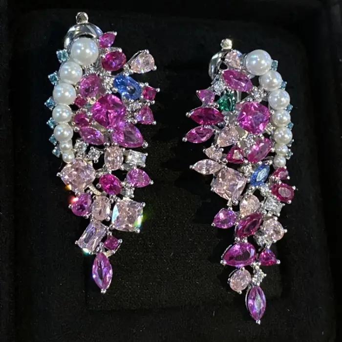 Bellux – boucles d'oreilles roses en argent plaqué or s925