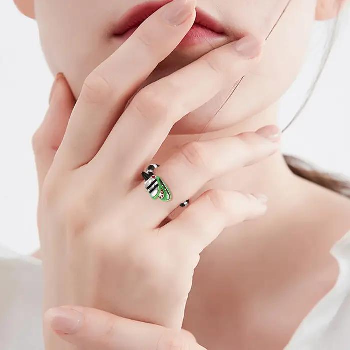Bague serpent en argent 925 et zircone cubique pour femmes