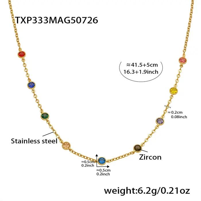 Bracelet de collier de chaîne en acier inoxydable pour femmes plaqué or 18 carats non ternité colliers de Zircon multicolores Bracelets assortis