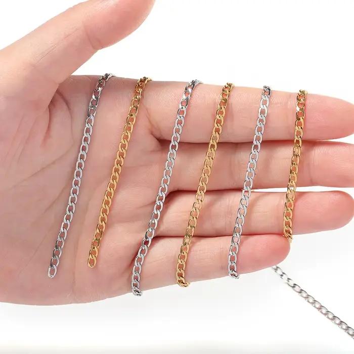 Chaîne de collier en acier inoxydable doré de 3mm