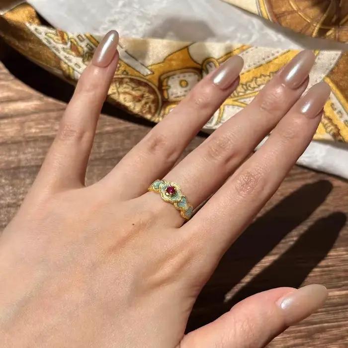 Bague de cocktail classique vintage fleur or zirconium réglable pour femmes occasions spéciales mariage