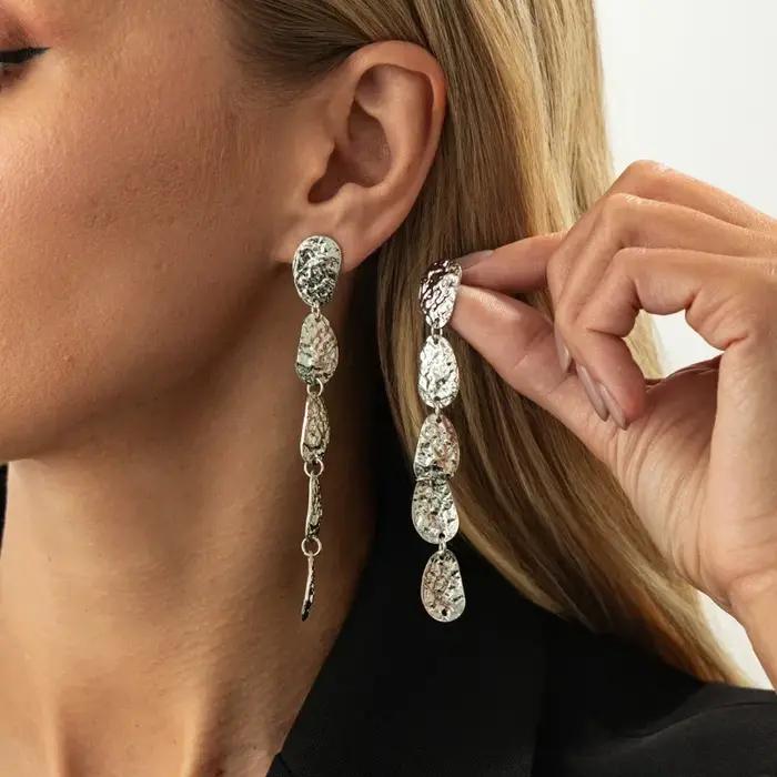 Boucles d'oreilles vintage VIVILADY style lettre irrégulière longue mode accessoire pour femme occassions spéciales mariage naissance engagement anniversaire