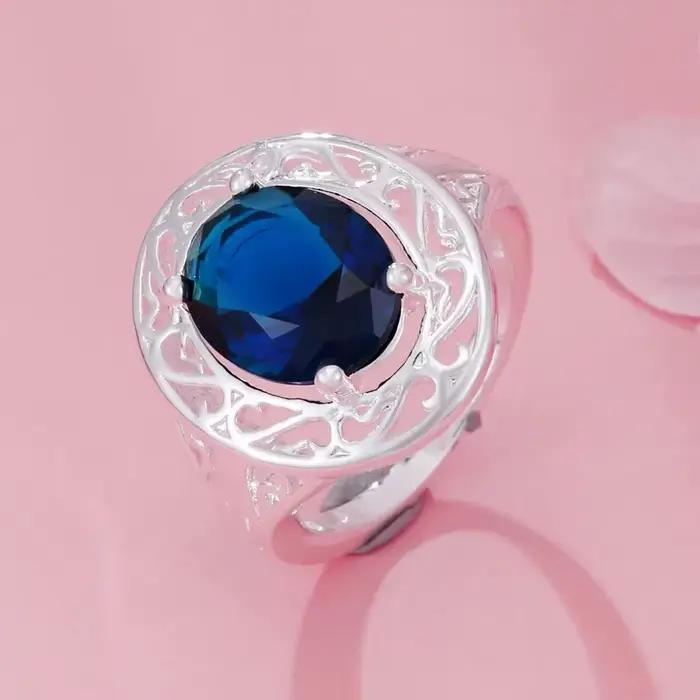 Offres spéciales 925 en argent Sterling créatif bleu cristal ovale colliers anneaux pour les femmes mode streetwear ensemble de bijoux cadeaux de mariage