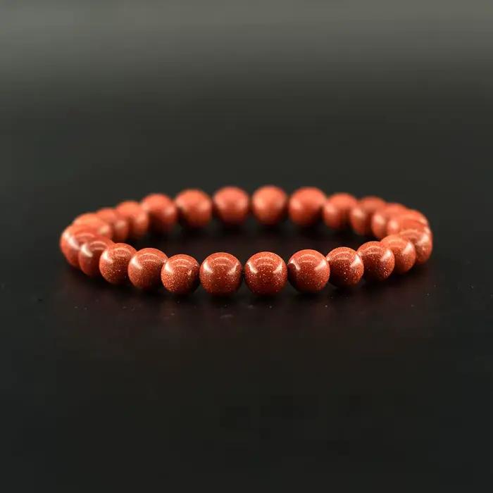 Bracelet et jonc en pierre de sable dorée naturelle à perles rondes pour femme