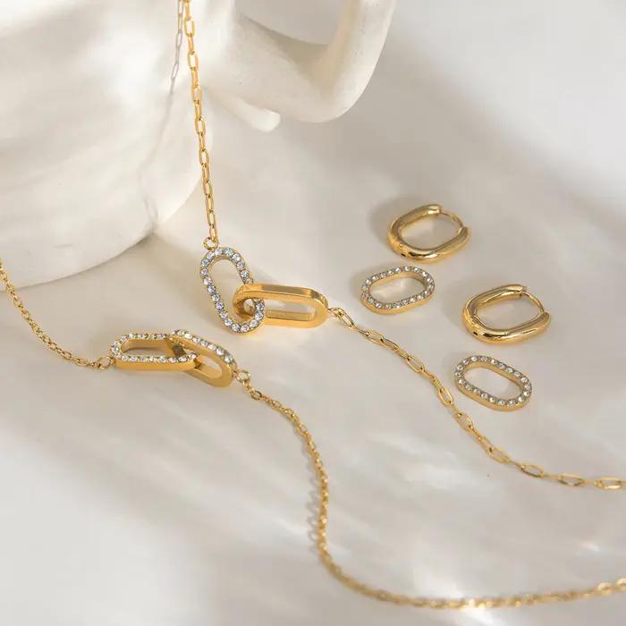 Zora – collier et boucles d'oreilles minimalistes avec pendentif Double entrelacé