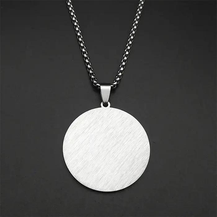 Médaille ronde islamique collier avec pendentif acier inoxydable couleur or bijou pour hommes femmes occasions spéciales partys anniversaires cadeau traditionnel