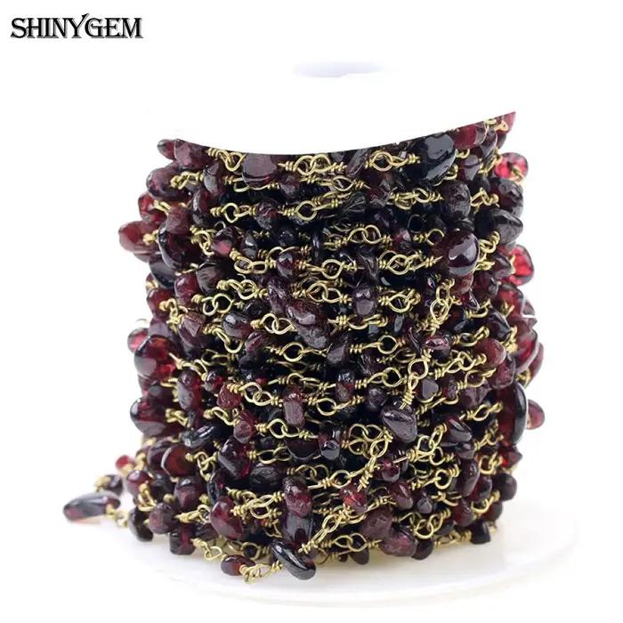 Chaînes de Perles en Tourmaline Naturelle ShinyGem Plaquées Or pour Création Bijouterie Occasions Spéciales