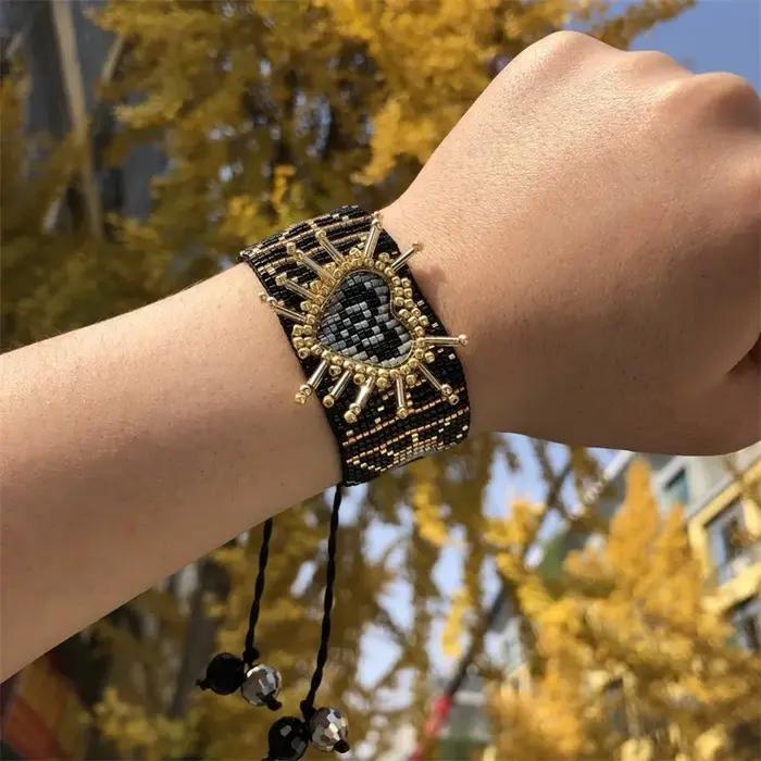 Bracelet 3D Cœur en Verre Bohème Femme Nouvel Amour Occasions Spéciales