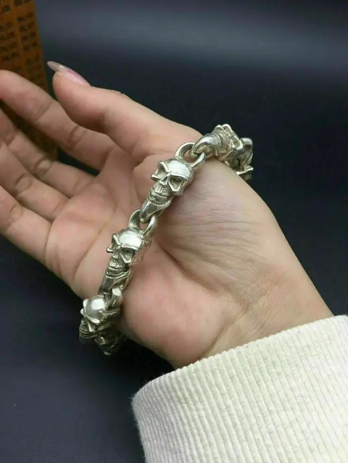 Bracelet de luxe tibétain en argent pour hommes et femmes