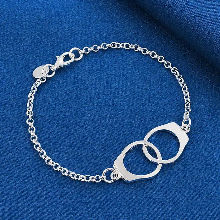 Menottes et bracelets exquis en argent sterling 925 de 8 pouces