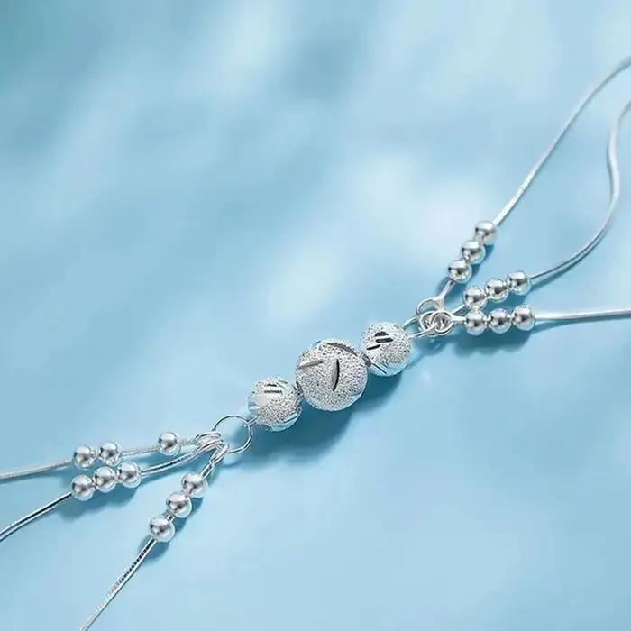 Bracelet en argent sterling 925 exquis avec perles pour femme