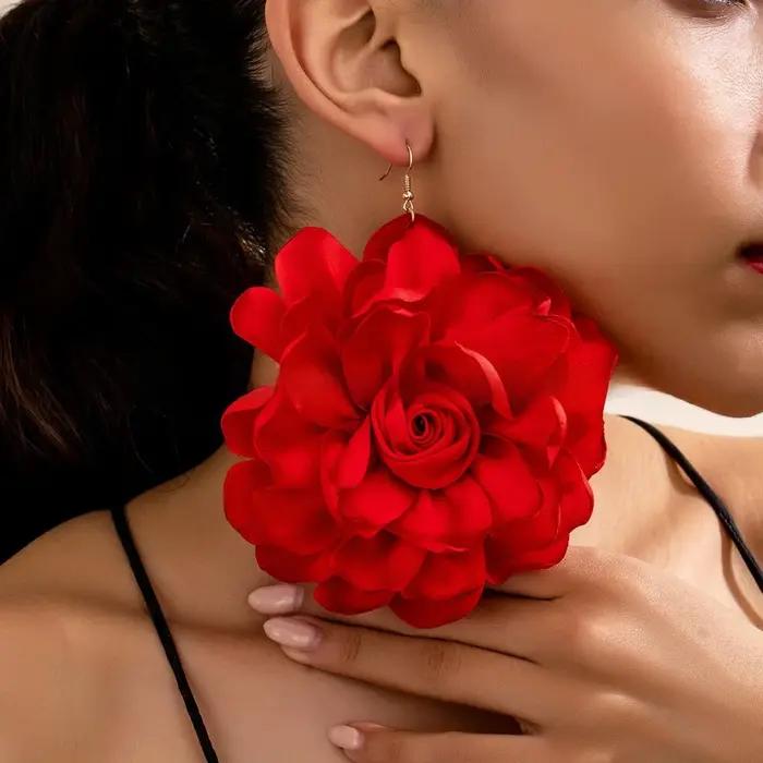 Boucles d'oreilles en forme de bouton de rose en Satin personnalisées