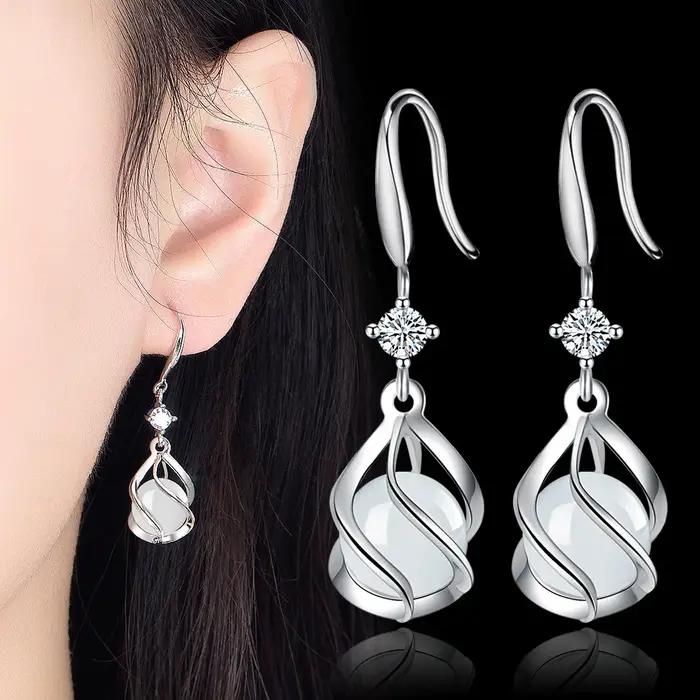 Boucles d'oreilles spirales élégantes en argent sterling 925 pour femmes