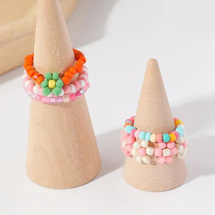 Bagues en perles de rocaille pour femmes, design bohème, motifs floraux, bagues minimalistes et colorées pour soirées et occasions spéciales