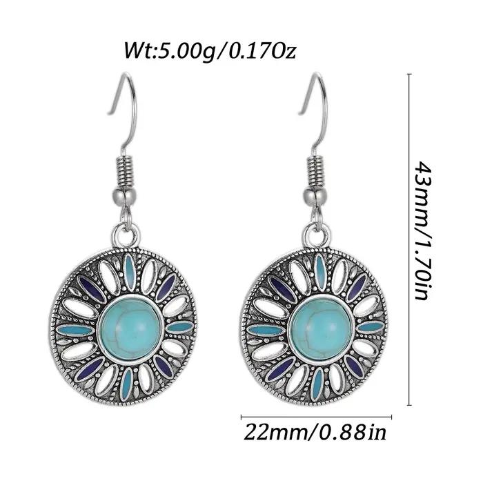 Boho Orange perle boucle d'oreille pour les femmes nouvelle mode émail fleur creux rond boucles d'oreilles Vintage charme bijoux cadeau