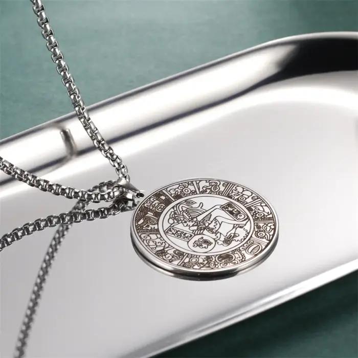 EUEAVAN Collier Pendentif Cercle Maya
