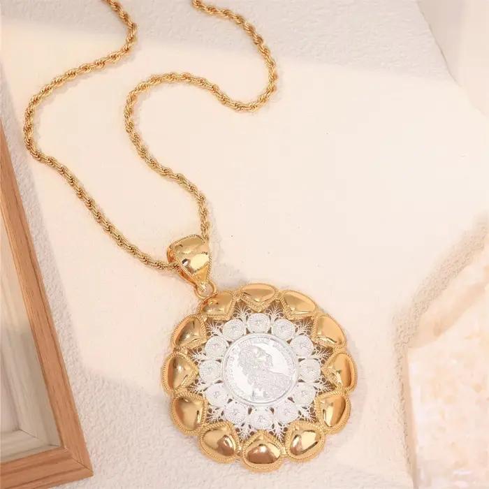 Collier motif Napoléon plaqué or pour femme bijoux marocains rétro élégants occasions spéciales