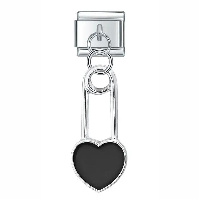 Hapiship mode couleur douce coeur amour trombone charme liens ajustement 9mm en acier inoxydable Bracelet faisant des bijoux en gros DJ424